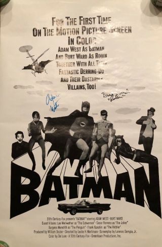 Batman Poster Autographed By Adam West And Burt Ward