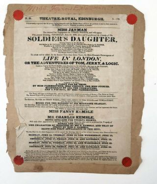 1830 Play Theater Broadside Poster Soldier 