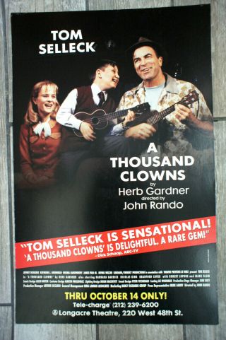 Theatre Broadway Window Card Poster Tom Selleck A Thousand Clowns 14 " X 22 "