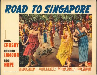 Road To Singapore 1940 Vintage Lobby Card Signed By Hope & Lamour Rare
