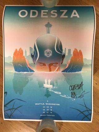 Authentic Autographed Signed Odesza Poster (seattle 2018)
