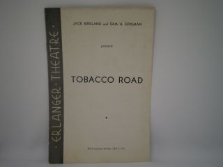 Vintage Erlanger Theatre Buffalo Ny Tobacco Road Program W/ Local Ads 4/6/1936