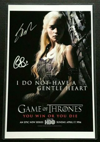 Game Of Thrones Poster Signed By Emilia Clarke & George R.  R.  Martin - Khaleesi