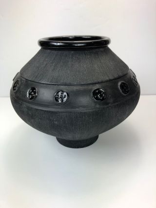 Rare Vtg Huge Raymor Black Italy Pottery Bagni Brutalist Texture Vase Midcentury