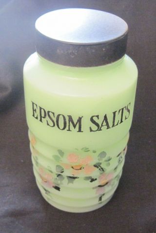 Jeannette Jadeite Bathroom Set Epsom Salts Container