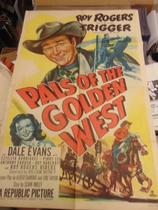 Roy Rogers Pals Of The Golden West 27x41 " One - Sheet Movie Poster N1384