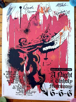 666 Wedding Of Stanton & Szandora Lavey Signed Show Poster - Danzig,  45 Grave,  Hank3