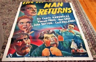 1940 The Invisible Man Returns Orig.  3 - Sheet Bottom Section Only Vincent Price