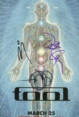 Tool autographed concert poster 2014 Danny Carey,  Adam Jones,  Maynard 2