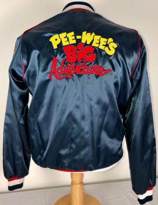 Vtg Pee Wees Big Adventure Movie Crew Satin Jacket 1985 Tim Burton Playhouse Med