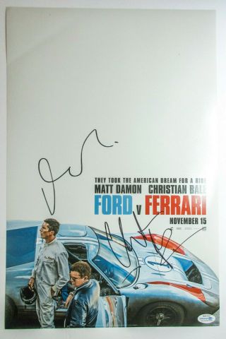 Christian Bale Matt Damon Signed Ford V Ferrari 12x18 Poster Photo Proof Acoa A