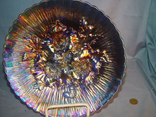 Northwood Carnival Glass Blue Poppy Show Plate