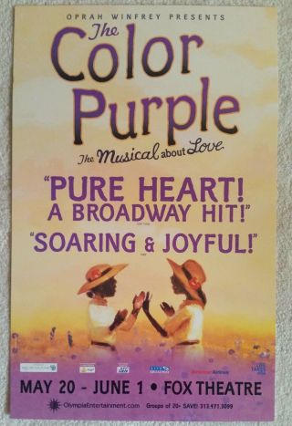 The Color Purple Musical Poster Oprah Winfrey Fox Theatre Detroit