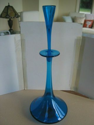 Blenko Wayne Husted Design Decanter Shot Glass Stopper Turquoise Blue Color 16 "