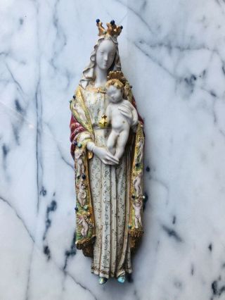 Professor Eugenio Pattarino Antique Italian Terracotta Madonna & Child Sculpture