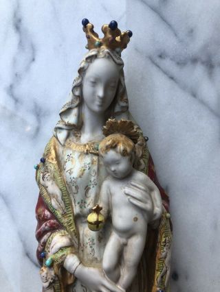 Professor Eugenio Pattarino Antique Italian Terracotta Madonna & Child Sculpture 2