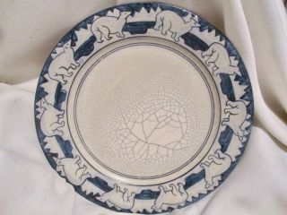 Rare Dedham Pottery 10 " Polar Bear Plate By Maude Davenport:
