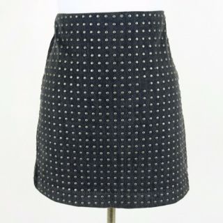 Miranda Lambert All Saints Charcoal Denim Studded Mini Pencil Skirt Size 8