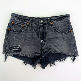 Miranda Lambert LEVI ' S 501 Faded Black Denim Cut Off Distressed Shorts Size 30 2