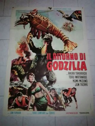 GODZILLA VS THE SEA MONSTER italian 39x55 movie poster EBIRAH HORROR OF THE DEEP 2