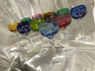 Nachtmann Traube Cut To Clear Bohemian Wine Hocks/glasses Crystal Set/12,  Extra