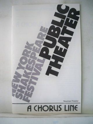 A Chorus Line Playbill Off - Broadway Public Theater Michael Bennett Ny 1975