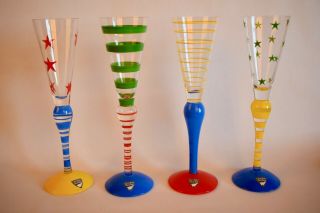 Set Of 4 Orrefors Clown Sweden Schnaps Glass Designed By Anne Nilsson