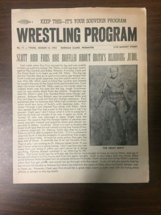 Wwf/wrestling Vintage Program 1952,  Texas