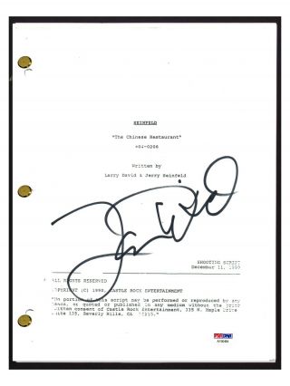 Larry David Signed Autograph Seinfeld The Chinese Restaurant Script Psa/dna