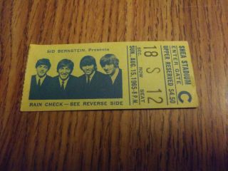 The Beatles 1965 Shea Stadium Ticket Stub In Preserved Ex