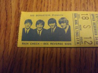 The Beatles 1965 Shea Stadium ticket stub in preserved ex 2