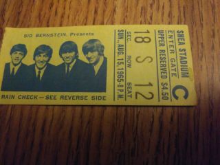 The Beatles 1965 Shea Stadium ticket stub in preserved ex 3
