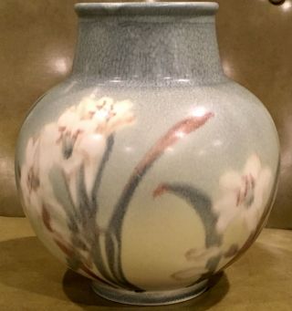 Rare Rookwood Pottery 2969 Matte Green Glaze White Floral Vase Mcdonald 1936 Vg