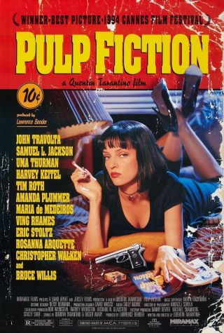 Pulp Fiction (1994) Movie Poster - Rolled - Rare Heavy Stock Style