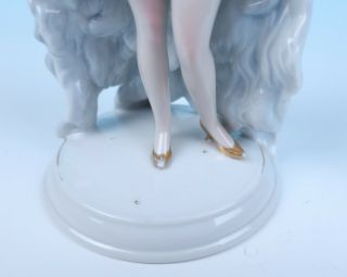 Fraureuth Art Deco Dancer Showgirl Lady Figurine Ostrich German Porcelain c.  1920 8