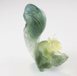 Rare Daum Squirel Green Tone Pate De Verre Glass Crystal Paperweight Figurine