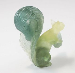 Rare Daum Squirel Green tone Pate de Verre Glass Crystal Paperweight Figurine 2