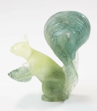 Rare Daum Squirel Green tone Pate de Verre Glass Crystal Paperweight Figurine 4