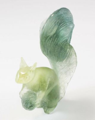 Rare Daum Squirel Green tone Pate de Verre Glass Crystal Paperweight Figurine 5