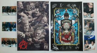Rare Mayans & Sons Of Anarchy Cast Signed Motorcycle Posters With Signing Photos