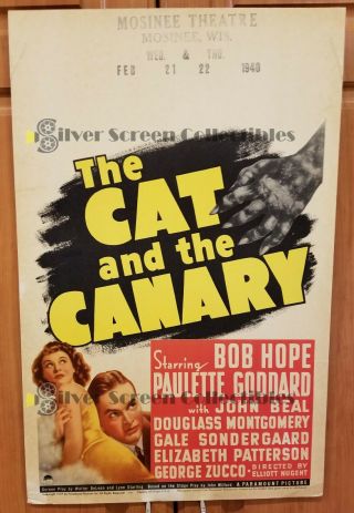 The Cat & The Canary - Bob Hope - Window Card Movie Poster
