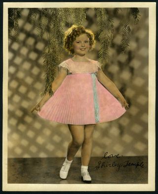 1936 Hvywt Matte Colored Photo Shirley Temple W Secretarial Signature?