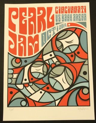 Pearl Jam Concert Poster - Signed/ ’d 17/100 - 10.  1.  14 Cincinnati