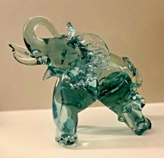 1960s Pilgrim Glass Wv Signed Mario Sandon Green Glass Elephant Sculpture Rare