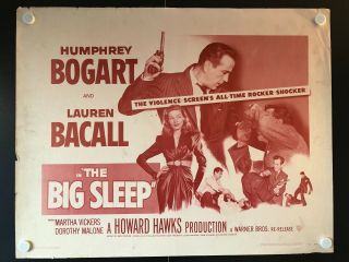 The Big Sleep Half Sheet Movie Poster R1954 - 28 " X 22 " Vg/ex