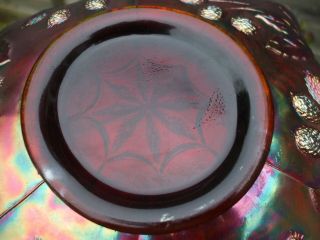 Carnival Glass.  Fenton RED Peacock & Grape Collar Base Bowl.  Stunning Piece In VGC 6