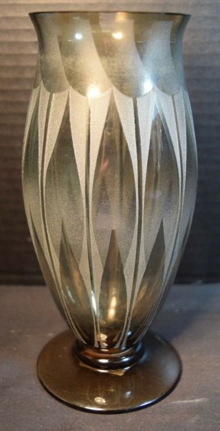 Art Deco,  Acid Etched French Art Glass Vase Signed Nildes 2