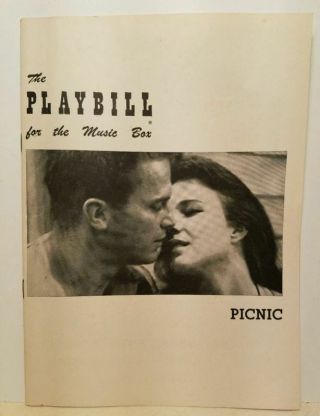 The Playbill For The Music Box " Picnic " Broadway Debut Of Paul Newman 1953