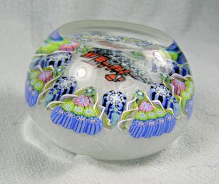 PERTHSHIRE Complex Millefiori & Ribbon Glass Paperweight - with Locomotive 4