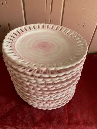 16 Pink And White Large Pierced Charger Plates - Ceramic Lotus China